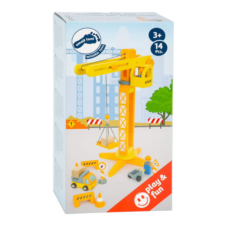 Chargez l'image dans la visionneuse de la galerie, Small foot - houten kraan bouwplaats met accessoires, 14dlg.
