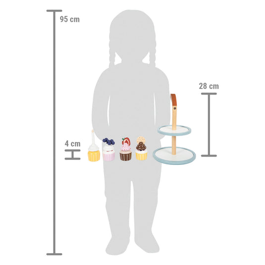 Small foot - houten speeleten etagere met cupcakes, 13dlg.