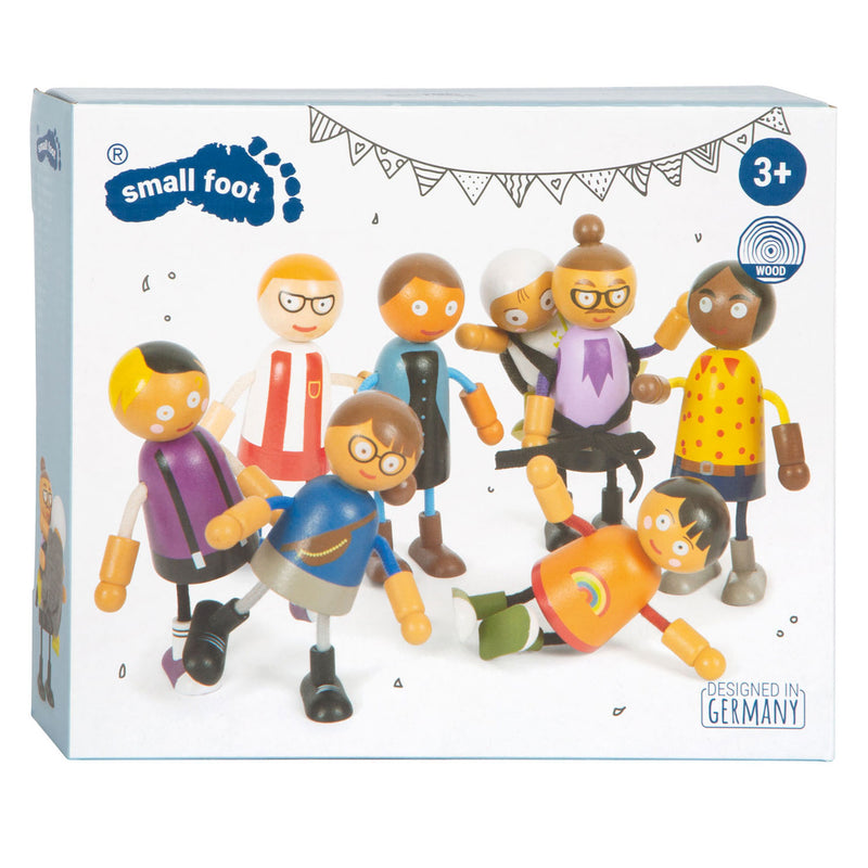 Load image into Gallery viewer, Small foot - houten buigzame poppenfamilie met baby, 8st.
