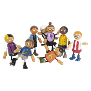 Small foot - houten buigzame poppenfamilie met baby, 8st.