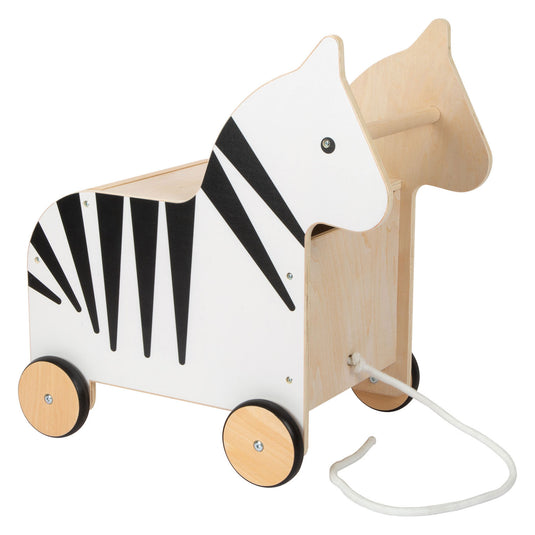 Small foot - houten speelgoedbox en trekfiguur zebra wildlife