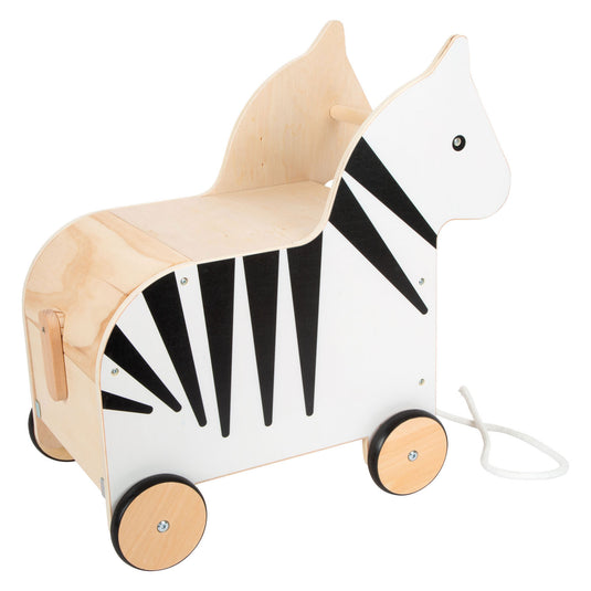 Small foot - houten speelgoedbox en trekfiguur zebra wildlife