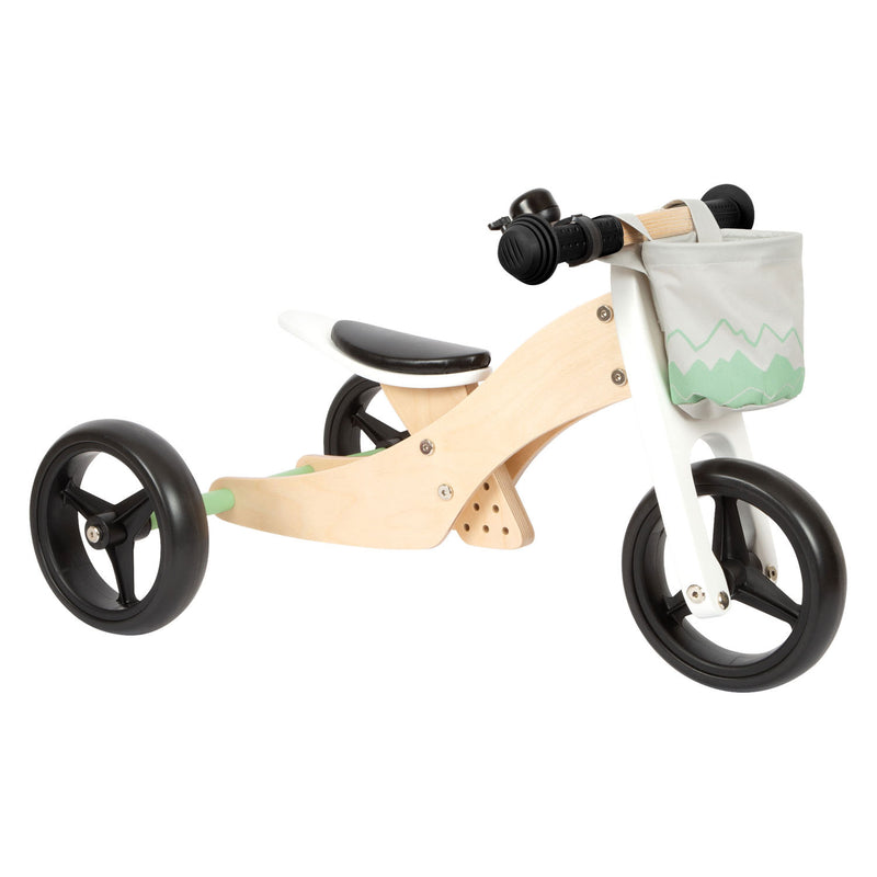 Afbeelding laden in galerijviewer, Small Foot - Houten Training Driewieler Loopfiets 2in1 Saliegroen
