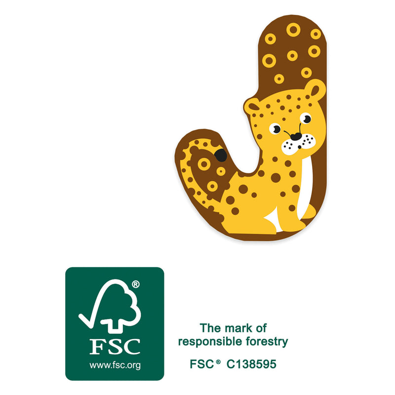 Load image into Gallery viewer, Small foot - houten dieren kinderletter - j
