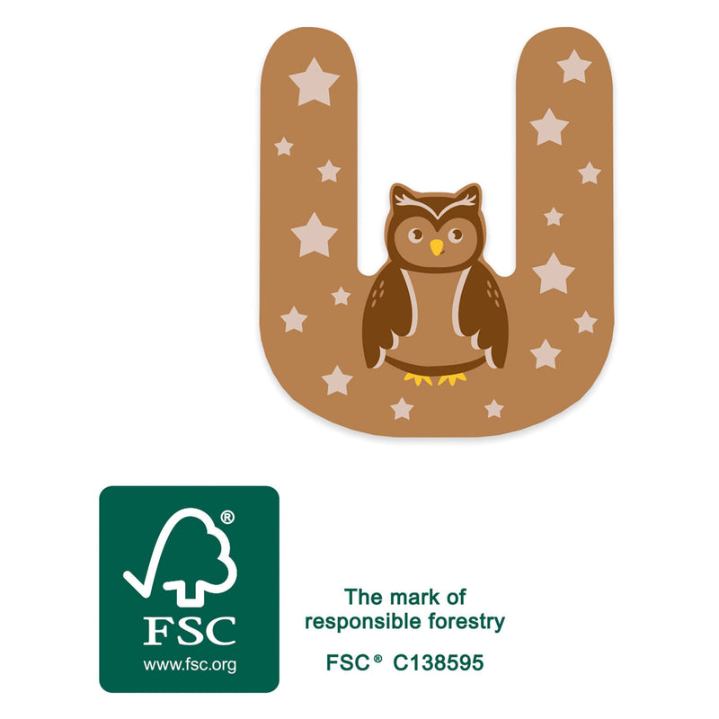 Load image into Gallery viewer, Small foot - houten dieren kinderletter - u
