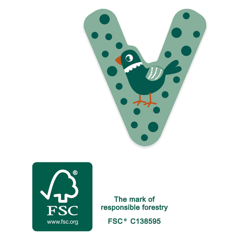 Load image into Gallery viewer, Small foot - houten dieren kinderletter - v
