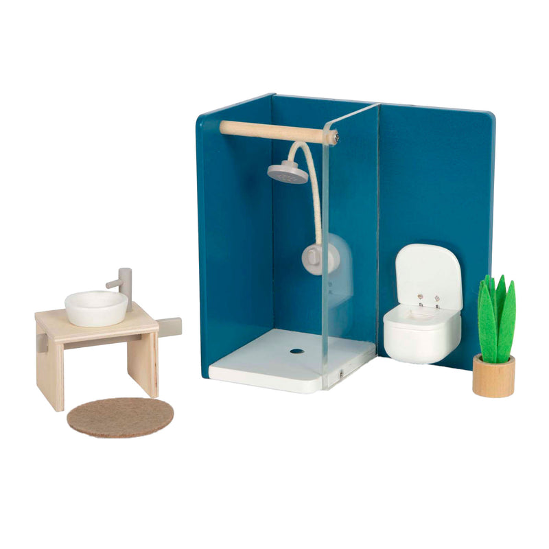 Load image into Gallery viewer, Small foot houten poppenhuis meubeltjes badkamer
