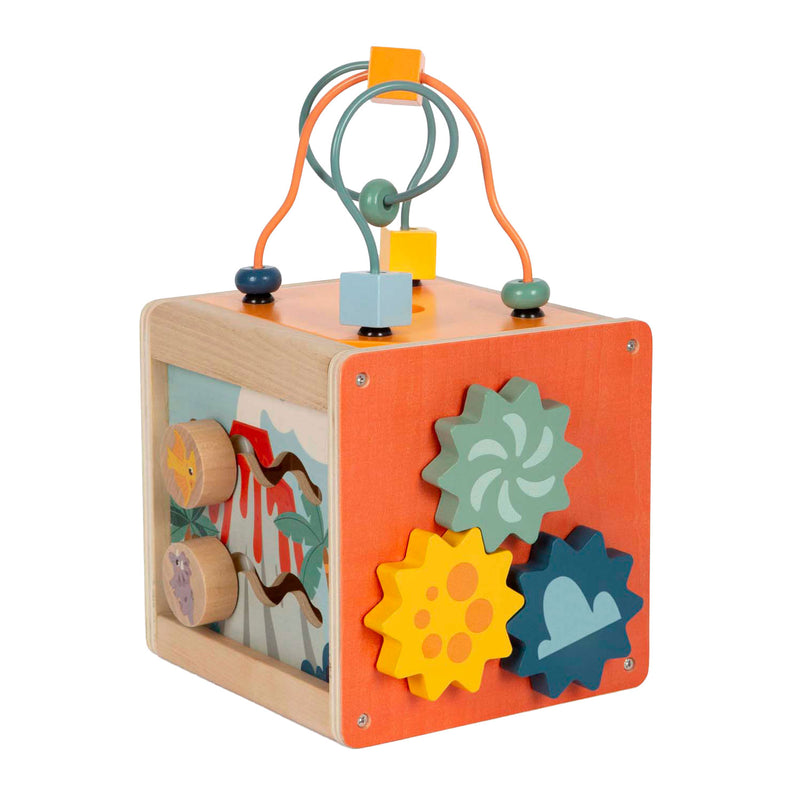 Load image into Gallery viewer, Small foot - houten activiteitenkubus motoriekspiraal dino
