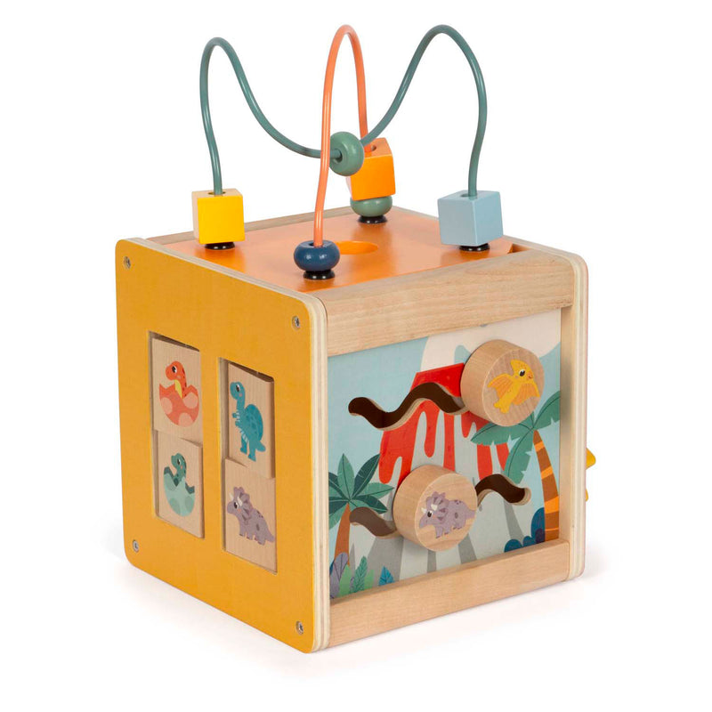 Load image into Gallery viewer, Small foot - houten activiteitenkubus motoriekspiraal dino
