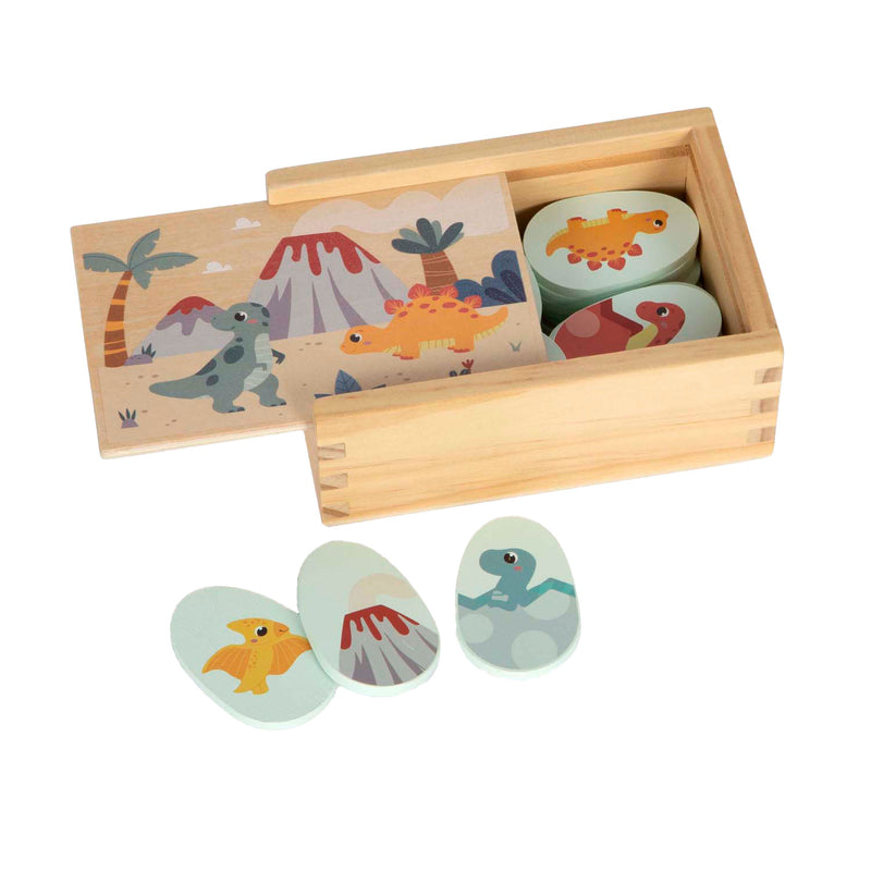 Load image into Gallery viewer, Small foot - houten memospel dino in opbergdoos
