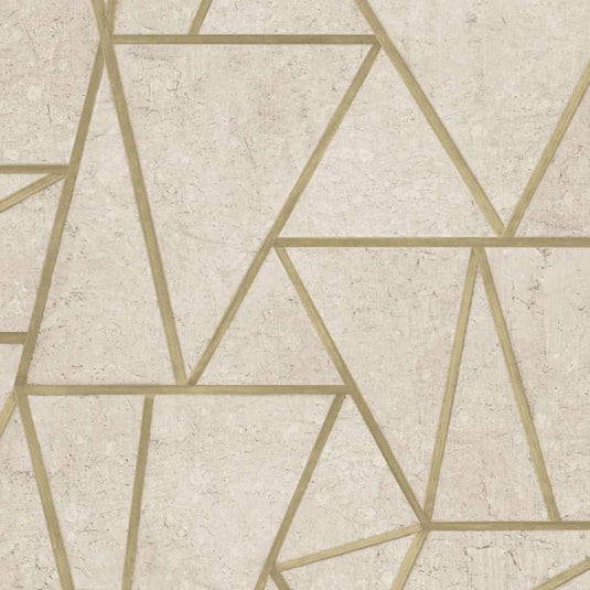 DUTCH WALLCOVERINGS DUTCH WALLCOVERINGS Behang driehoeken beige en goud