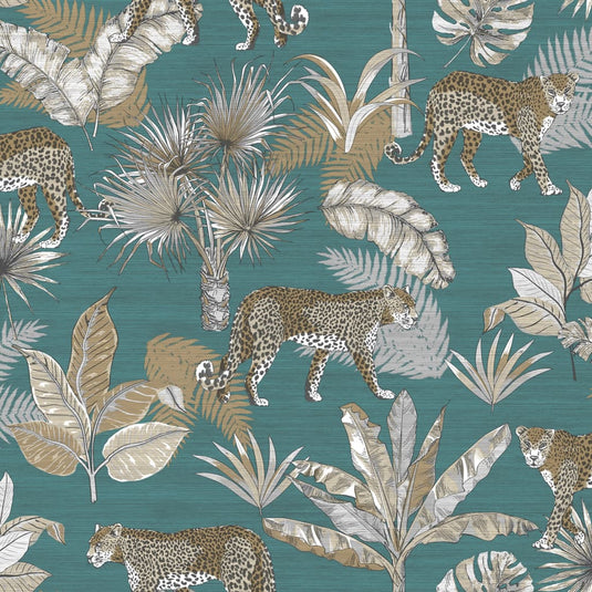 DUTCH WALLCOVERINGS DUTCH WALLCOVERINGS Behang Leopard blauw en beige