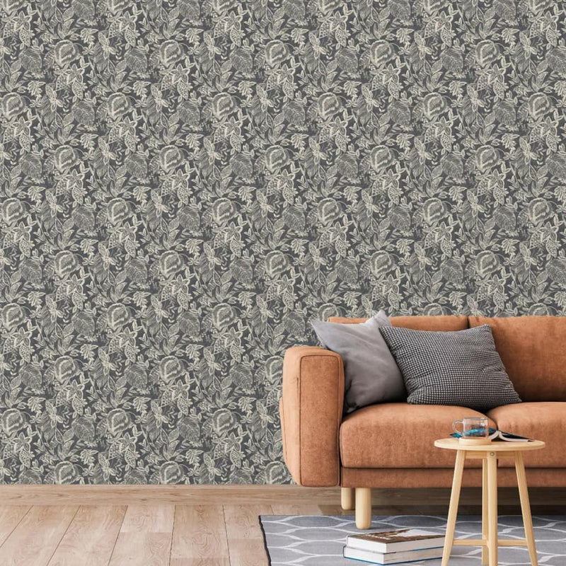 Load image into Gallery viewer, Dutch wallcoverings behang mae zwart en beige
