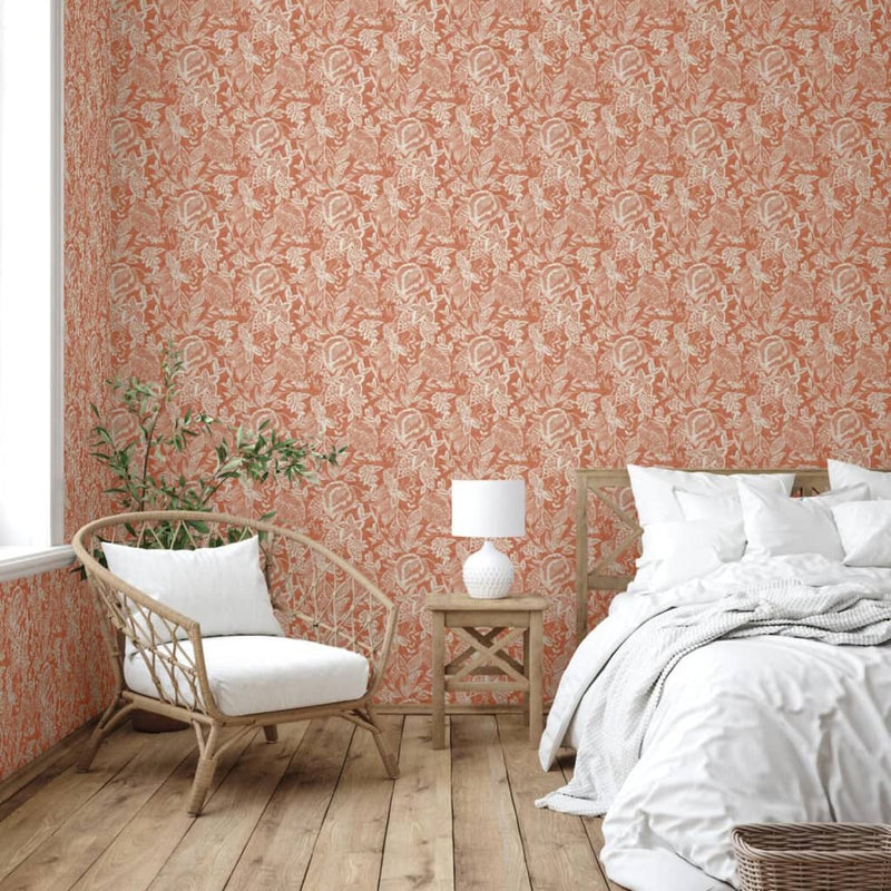 Load image into Gallery viewer, Dutch wallcoverings behang mae oranje en beige
