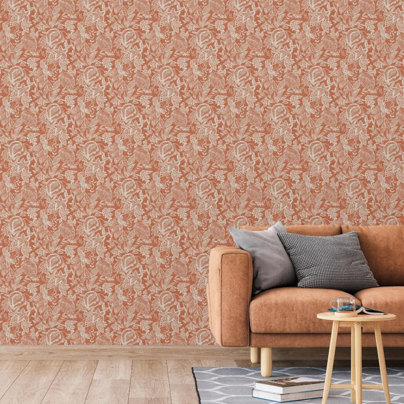 Load image into Gallery viewer, Dutch wallcoverings behang mae oranje en beige
