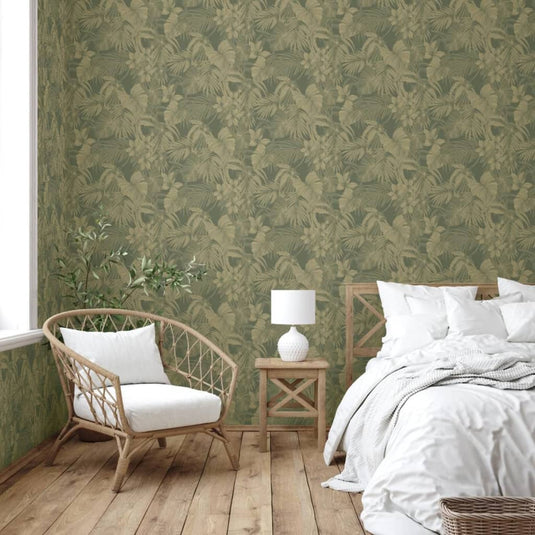 Dutch wallcoverings behang joelle groen en goudkleurig