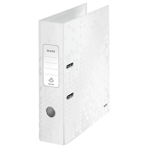 Leitz ordner 10050001 karton 80g m2 a4 breedte 8cm parelwit grijpgat rugetiket