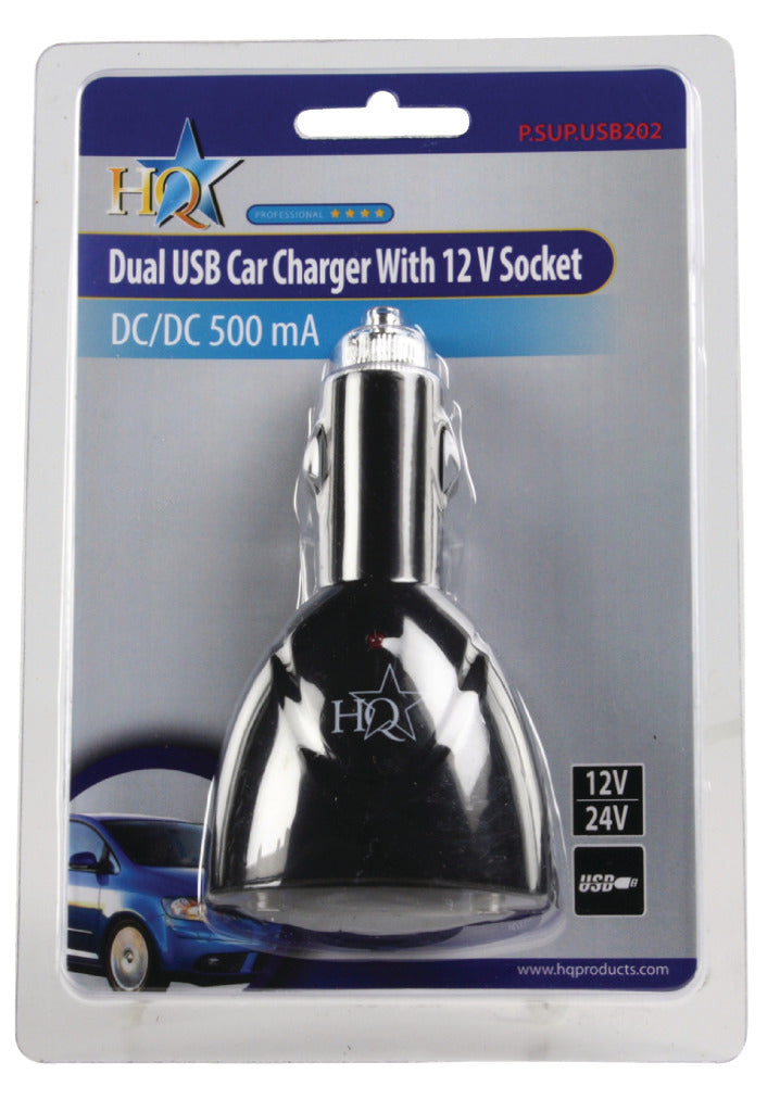 Load image into Gallery viewer, Hq p. sup. usb202 dubbele usb autolader met 12 v aansluiting
