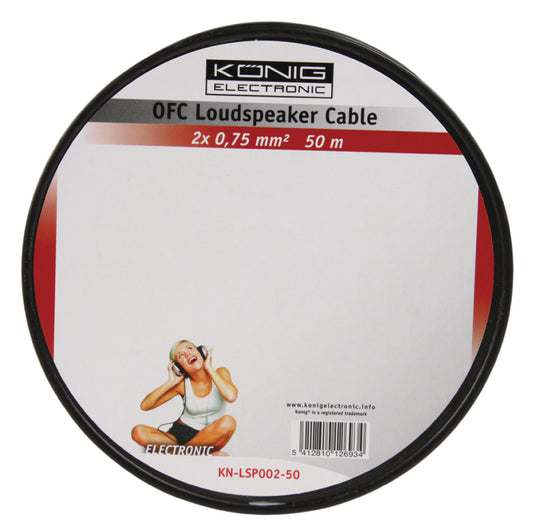 K ouml;nig König KN-LSP02R-50 Luidsprekerkabel Op Rol 2x 0.75 Mm² 50.0 M Transparant