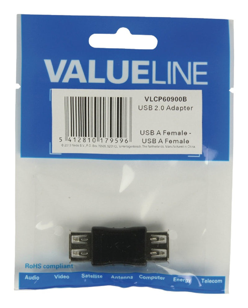 Load image into Gallery viewer, Valueline Valueline Vlcp60900b Usb 2.0 Usb A Vrouwelijk Usb A Vrouwelijk Adapter Zwart
