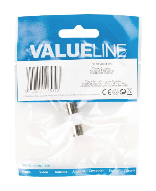 Valueline vlsp40941w coax koppeling coax vrouwelijk - coax vrouwelijk wit