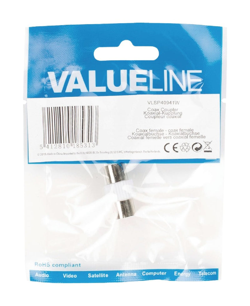 Load image into Gallery viewer, Valueline vlsp40941w coax koppeling coax vrouwelijk - coax vrouwelijk wit

