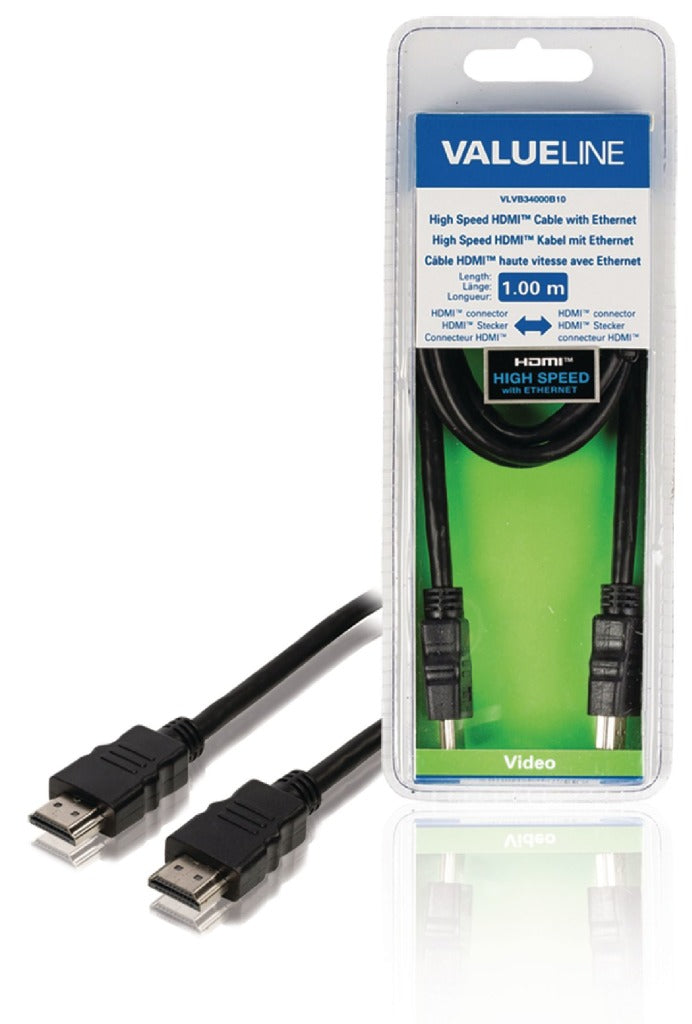 Load image into Gallery viewer, Valueline vlvb34000b10 high speed hdmi kabel met ethernet hdmi-connector - hdmi-connector 1.00 m zwart
