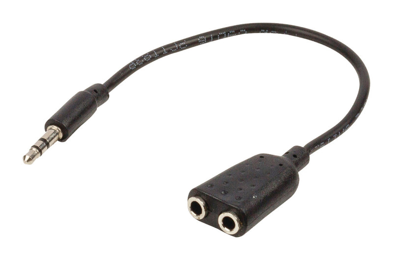 Load image into Gallery viewer, Valueline vlap22100b02 jack stereo audio verdeelkabel 3,5 mm mannelijk - 2x 3,5 mm vrouwelijk 0,20 m zwart
