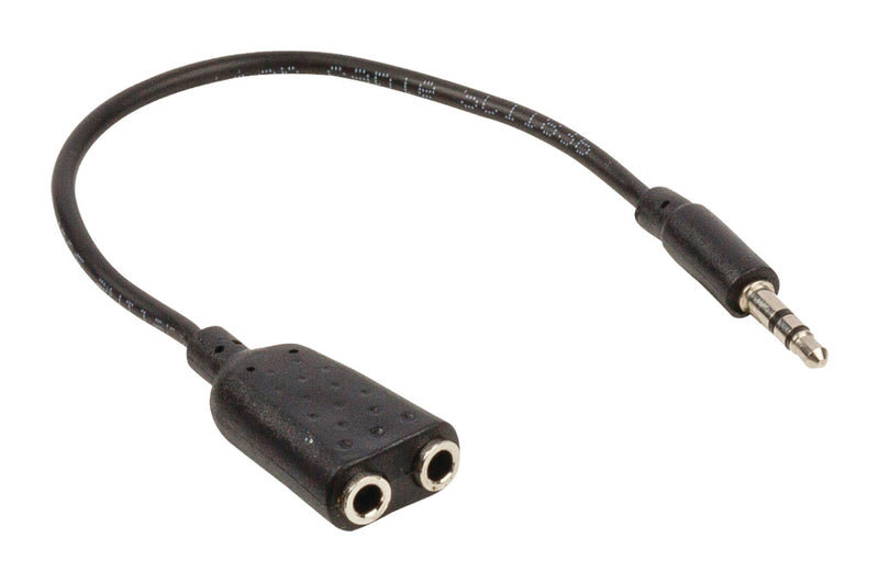 Load image into Gallery viewer, Valueline vlap22100b02 jack stereo audio verdeelkabel 3,5 mm mannelijk - 2x 3,5 mm vrouwelijk 0,20 m zwart
