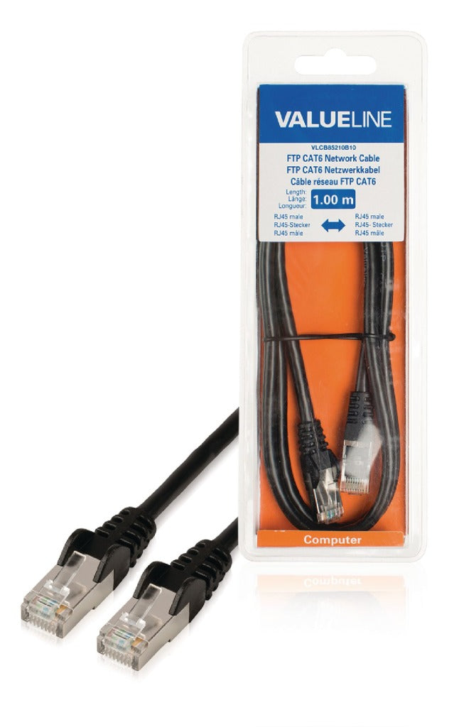 Load image into Gallery viewer, Valueline vlcb85210b10 cat6 f utp netwerkkabel rj45 (8 8) male - rj45 (8 8) male 1.00 m zwart
