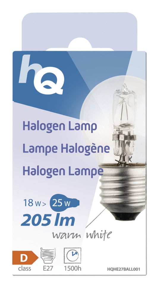 Hq hq hqhe27 ball001 halogeenlamp kogel e27 18 w 205 lm 2 800 k