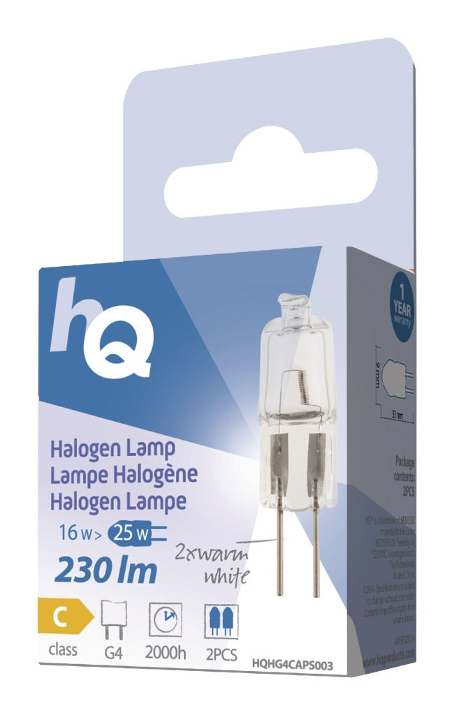 Load image into Gallery viewer, Hq hg4 caps003 halogeenlamp capsule g4 16 w 230 lm 2 800 k
