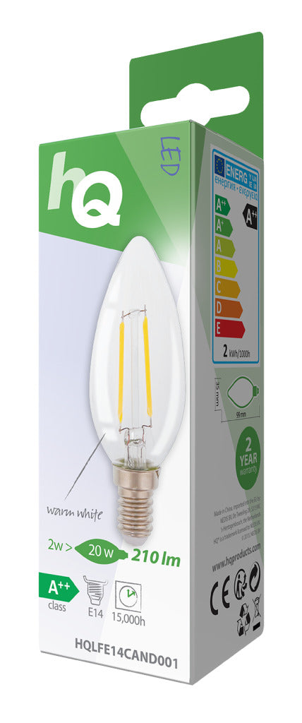 Load image into Gallery viewer, Hq lfe14cand001 led retro filament lamp e14 kaars 2 w 210 lm 2700 k
