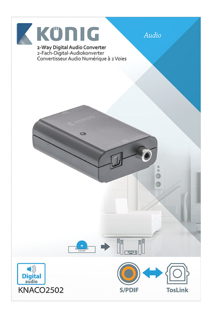 Load image into Gallery viewer, K ouml;nig König KNACO2502 Digitale Audio Converter 1x Toslink Female + 1x S pdif (rca) Female 1x Toslink Female + 1x S pdif (rca) Female Donkergrijs
