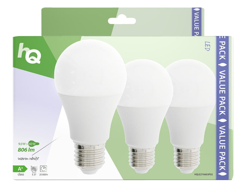 Load image into Gallery viewer, Hq le27a603p02 led lamp 3 stuks e27 a60 9 w 806 lm 2700 k
