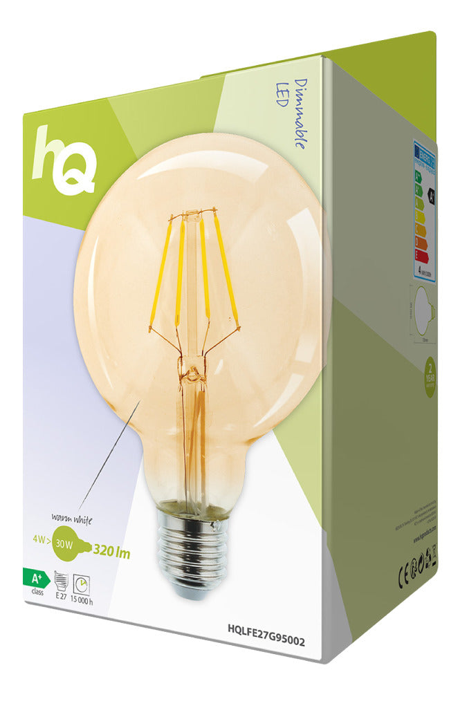 Load image into Gallery viewer, HQ HQ HQLFE27G95002 Led Retro Filament Lamp E27 Dimbaar G95 4 W 320 Lm 2500 K
