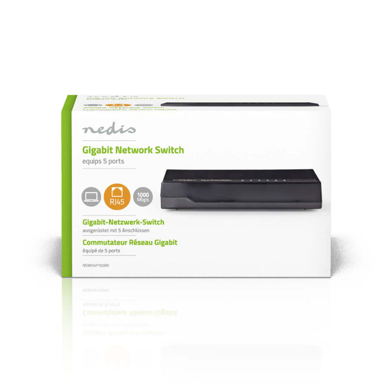 Load image into Gallery viewer, Nedis nswh5p100bk netwerkswitch 5 poorten 1 gbps led-indicatielampjes
