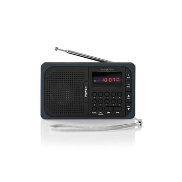 Nedis rdfm2100gy fm-radio 3,6 w usb-poort microsd-kaartsleuf zwart grijs