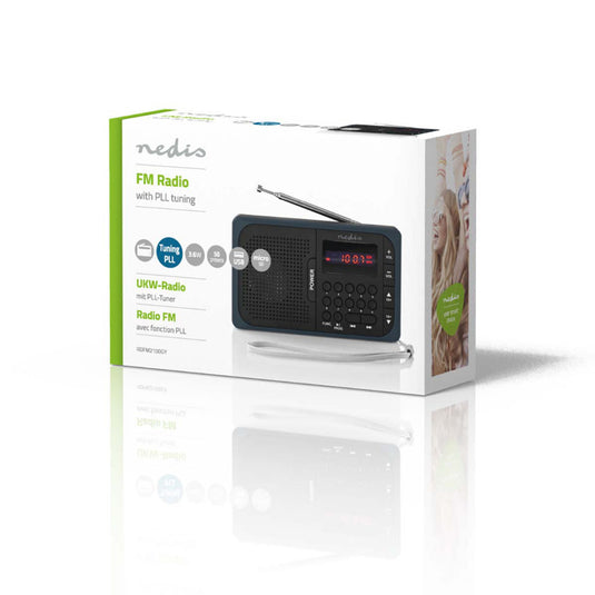 Nedis rdfm2100gy fm-radio 3,6 w usb-poort microsd-kaartsleuf zwart grijs