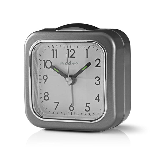 Nedis cldk005gy analoge bureauklok met alarm vierkant grijs