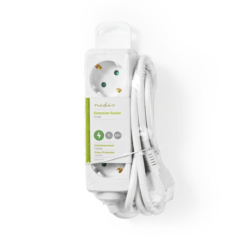 Load image into Gallery viewer, Nedis exso315f1wt stekkerdoos beschermend contact 3-weg 1,5 m wit
