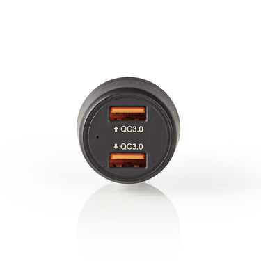 Nedis ccqc600abk autolader 3,0 a 2x usb (qc 3.0) zwart