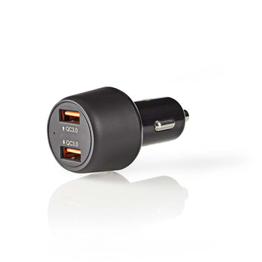 Nedis ccqc600abk autolader 3,0 a 2x usb (qc 3.0) zwart