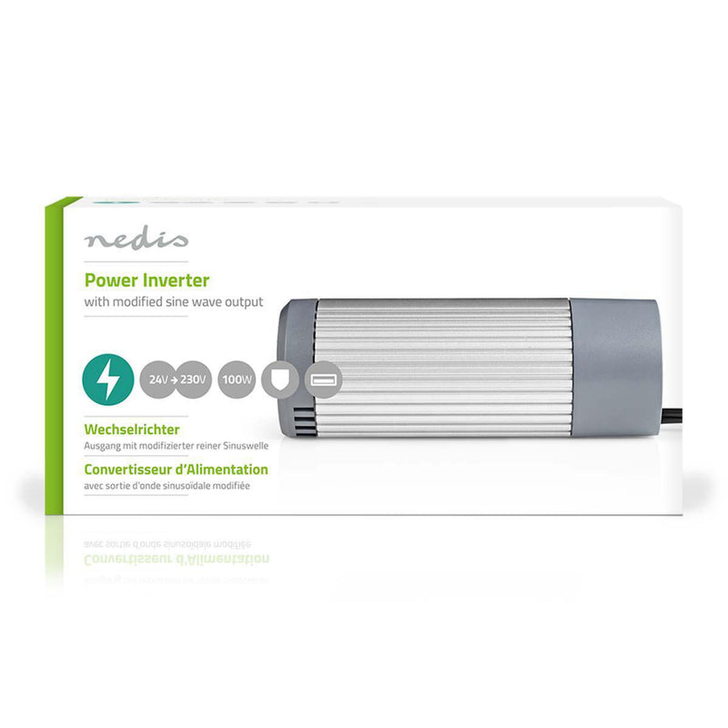 Load image into Gallery viewer, Nedis PIMS10024 Stroomomvormer Gemodificeerde Sinusgolf 24 V Dc 230 V 100 W 1x Schuko 1x Usb-uitgang
