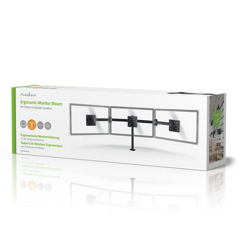 Load image into Gallery viewer, Nedis ergotmm100bk ergonomische monitorbeugel drie monitor-armen draai- en kantelbaar zwart
