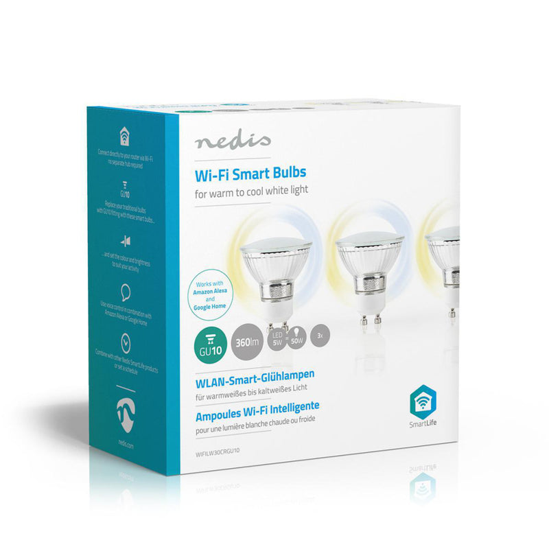 Load image into Gallery viewer, Nedis wifilw30crgu10 wi-fi smart led-lamp warm tot koel wit gu10 3-pack
