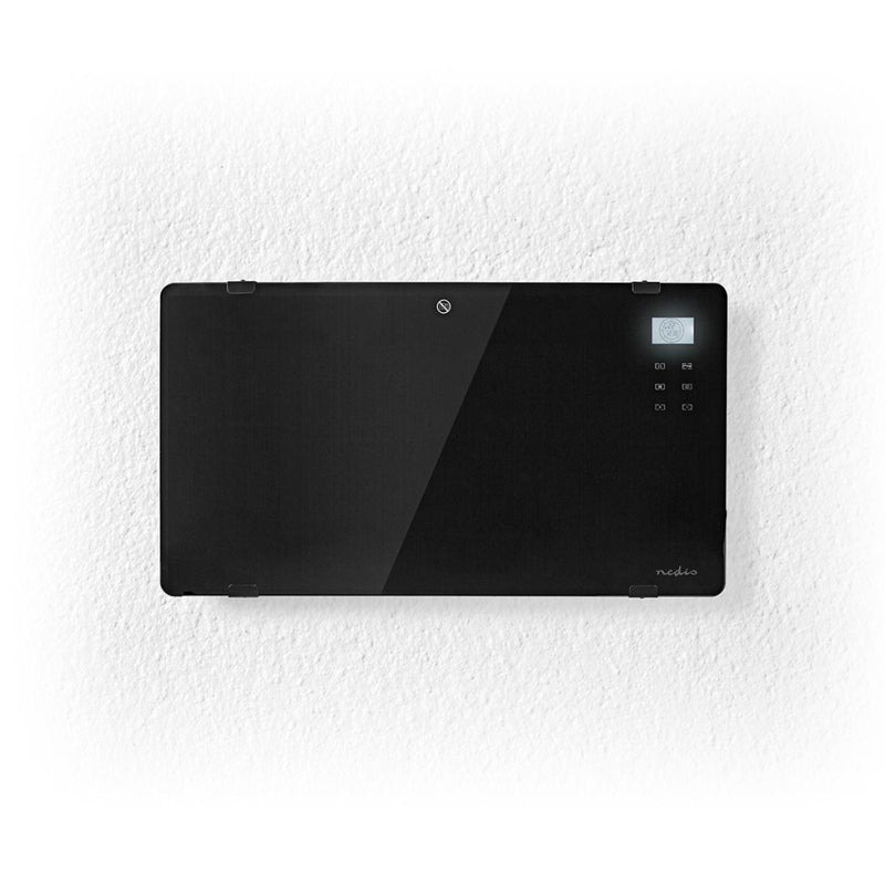 Load image into Gallery viewer, Nedis htpl20fbk glazen paneel convectorkachel thermostaat lcd-scherm 2 warmtestanden staand wandmontage 2000 w zwart
