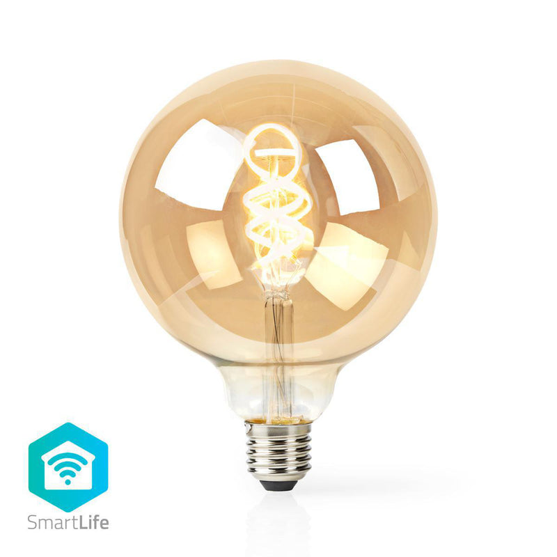 Load image into Gallery viewer, Nedis wifilt10gdg125 wi-fi warm tot koel wit led filamentlampgedraaid e27 g125 5,5 w 350 lm
