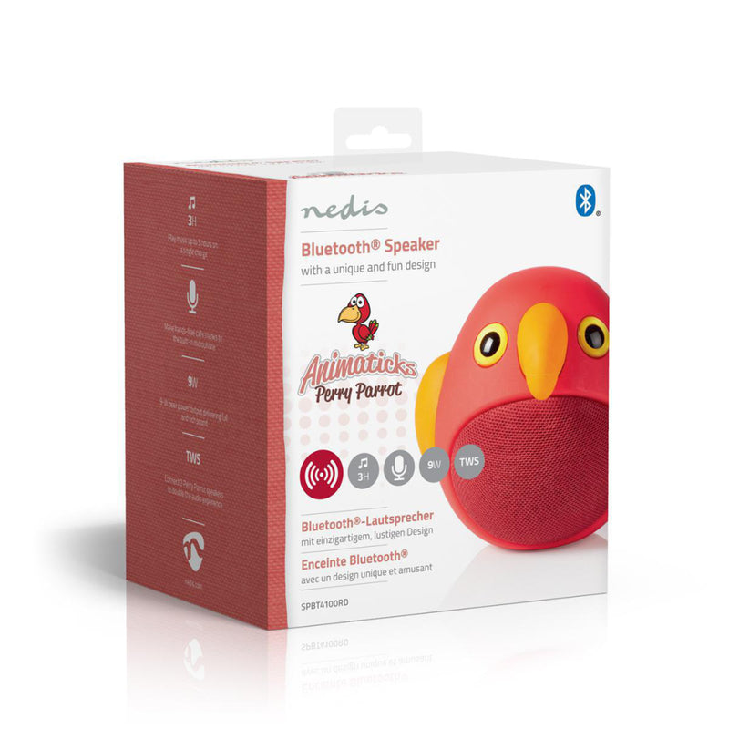 Load image into Gallery viewer, Nedis spbt4100rd animaticks bluetooth speaker 3 uur speeltijd handsfree bellen perry parrot
