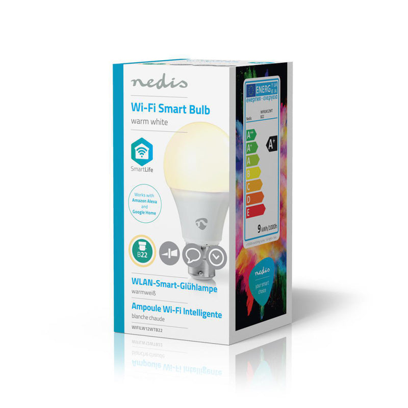 Load image into Gallery viewer, Nedis wifilw12wtb22 smartlife led bulb wi-fi b22 800 lm 9 w warm wit 2700 k energieklasse: a+ android trade; ios a60
